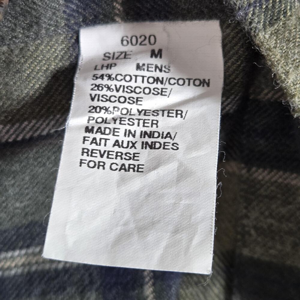 Woolrich Shirt Mens Medium Green Plaid Flannel Workwear Utility Outdoor Hiking - Picture 11 of 12